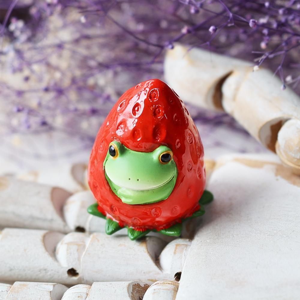 ミニオブジェ「いちごカエル」 - 海福雑貨通販部