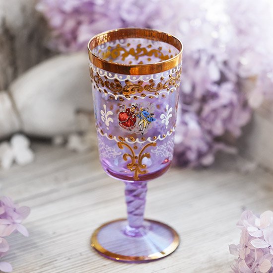 イタリア製金彩紫色リキュールグラス（変色硝子・備考有）- 海福雑貨通販部