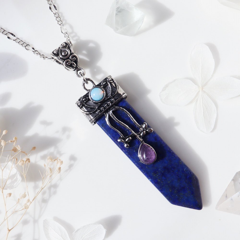 lapislazli & amethyst necklace - 海福雑貨通販部