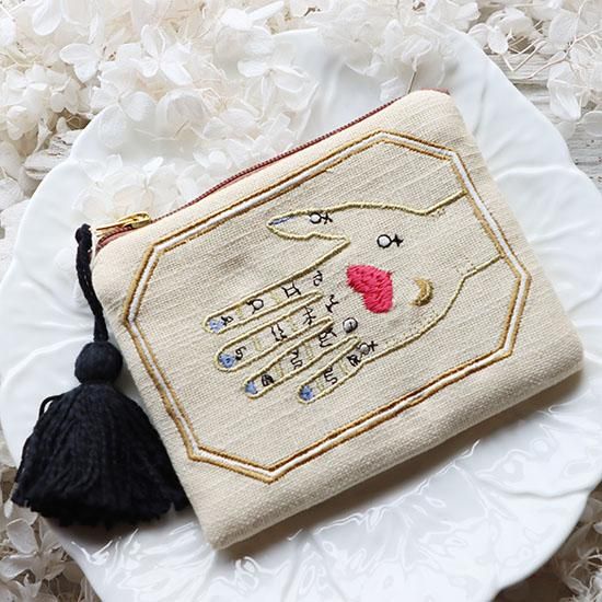 刺繍ポーチ「ハンド」 - 海福雑貨通販部
