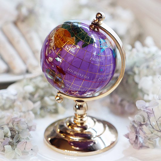 シェルと天然石の地球儀（紫） - 海福雑貨通販部