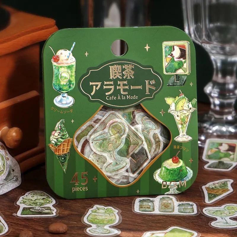 フレークシール「喫茶アラモード・緑」 - 海福雑貨通販部