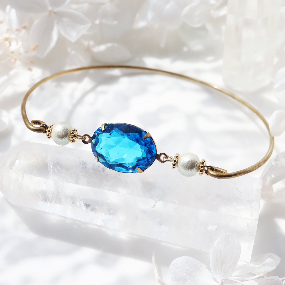 Vintage Glass Bangle Aqua 海福雑貨通販部