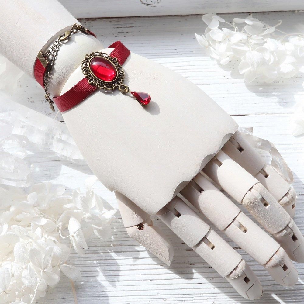 vintage cabochon choker - red - 海福雑貨通販部