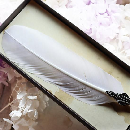 羽根ペン・インクセット・ホワイト - 海福雑貨通販部