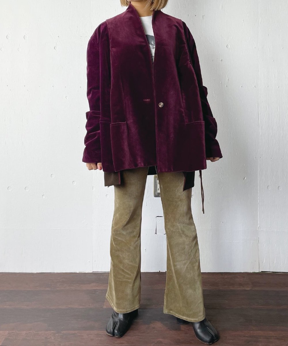 【77circa】circa make adjustable width velor jacket（bordeaux）