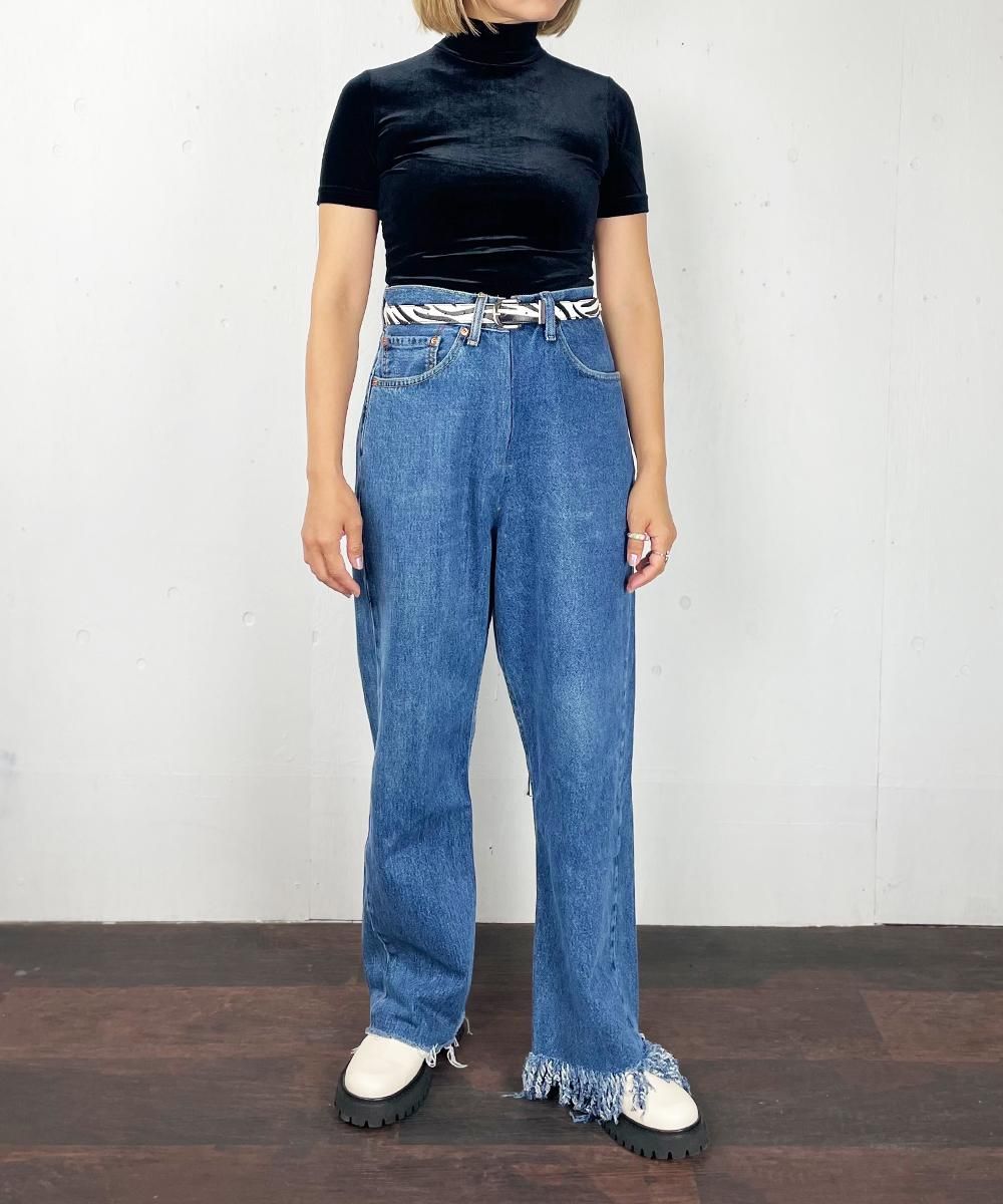 77circa make fringe denim pants