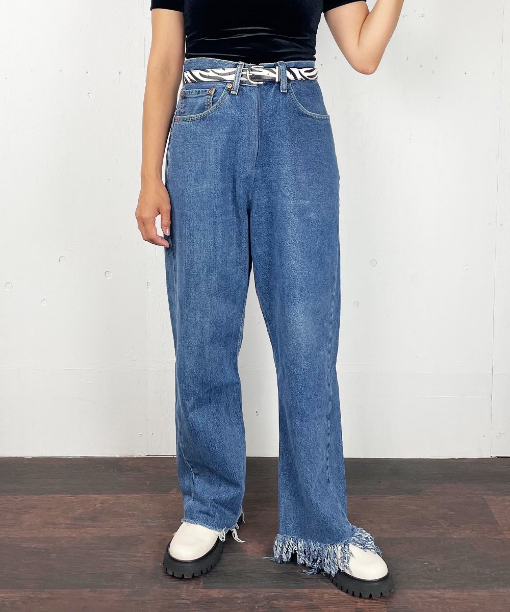 77circa】Circa Make Fringe Denim Pants (Blue)-RAYDY-レイディ