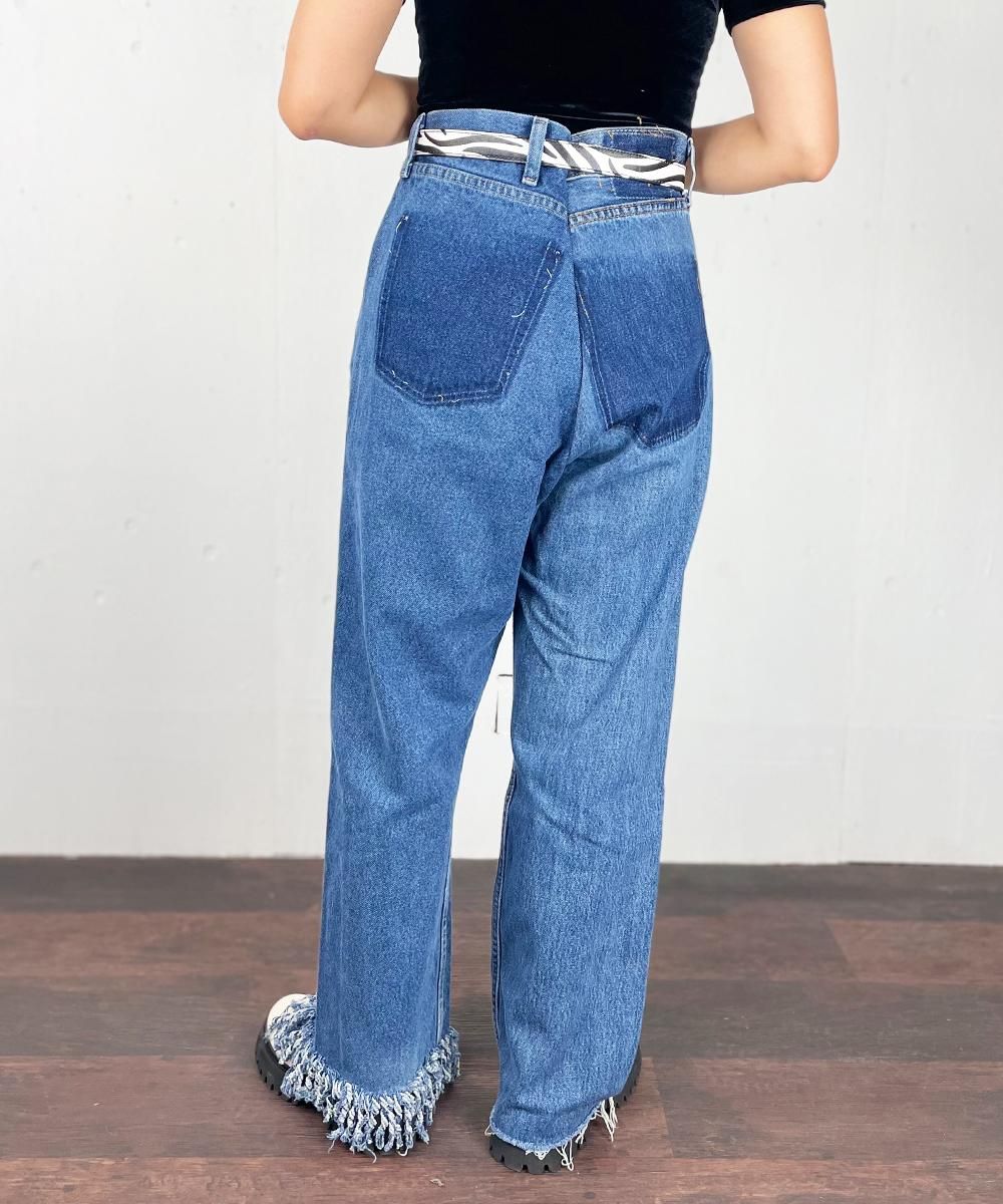 77circa】Circa Make Fringe Denim Pants (Blue)-RAYDY-レイディ