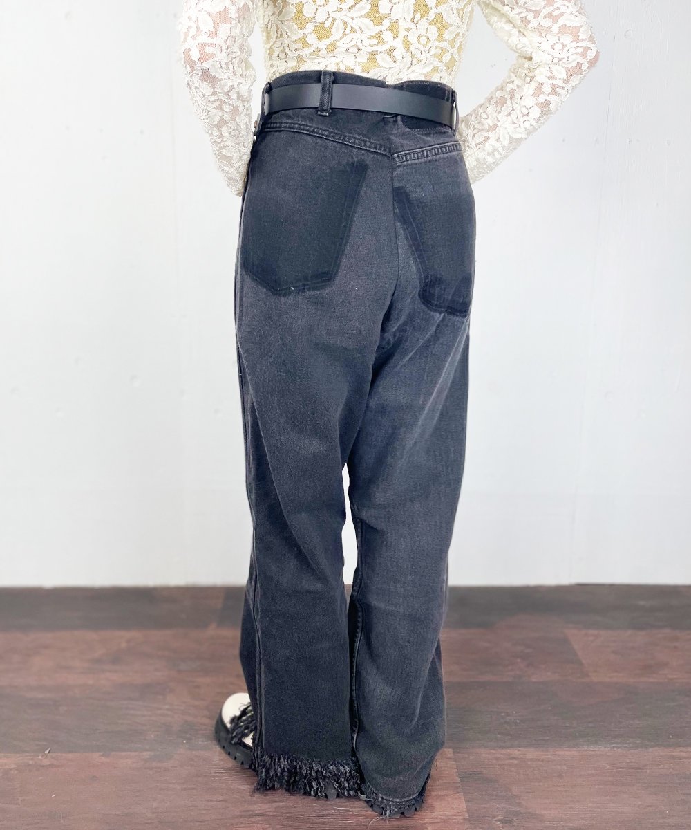 【77circa】Circa Make Fringe Denim Pants (Black)-RAYDY-レイディオフィシャルサイト