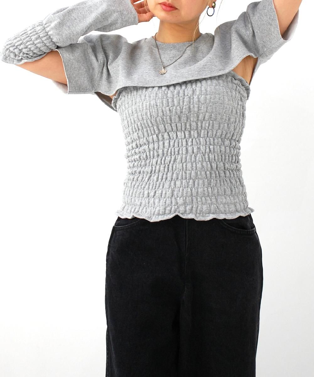 【77circa】circa make separate shirring sweat top (Gray) -RAYDY-レイディオフィシャルサイト