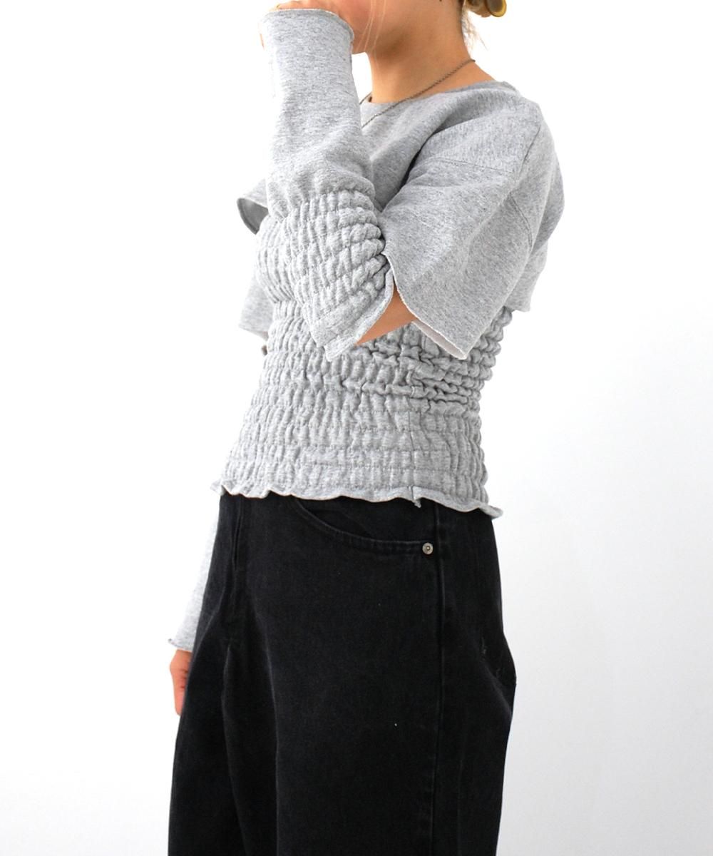 【77circa】circa make separate shirring sweat top (Gray) -RAYDY-レイディオフィシャルサイト