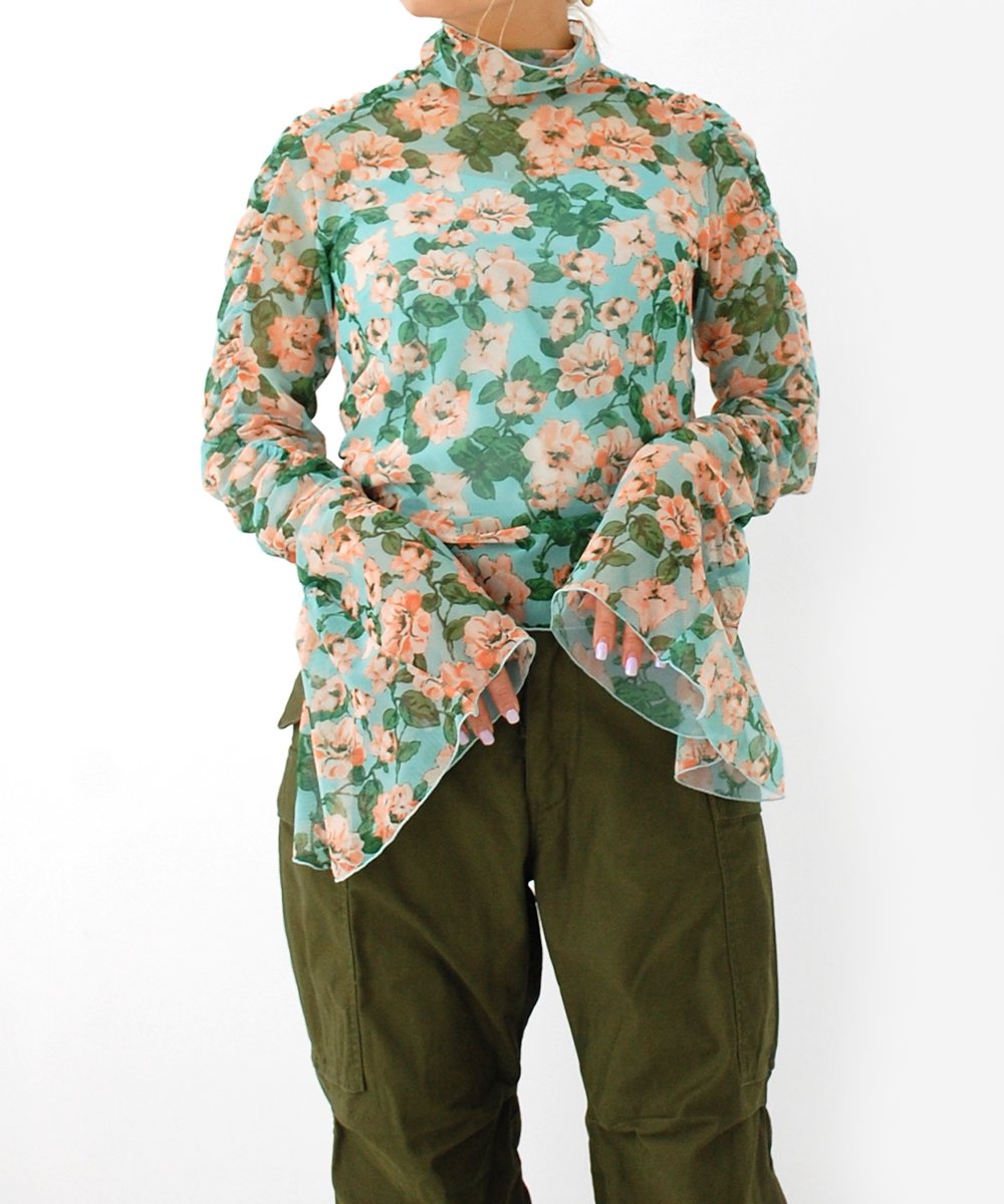 mixxdavidSheer Flower blouse (Mint)