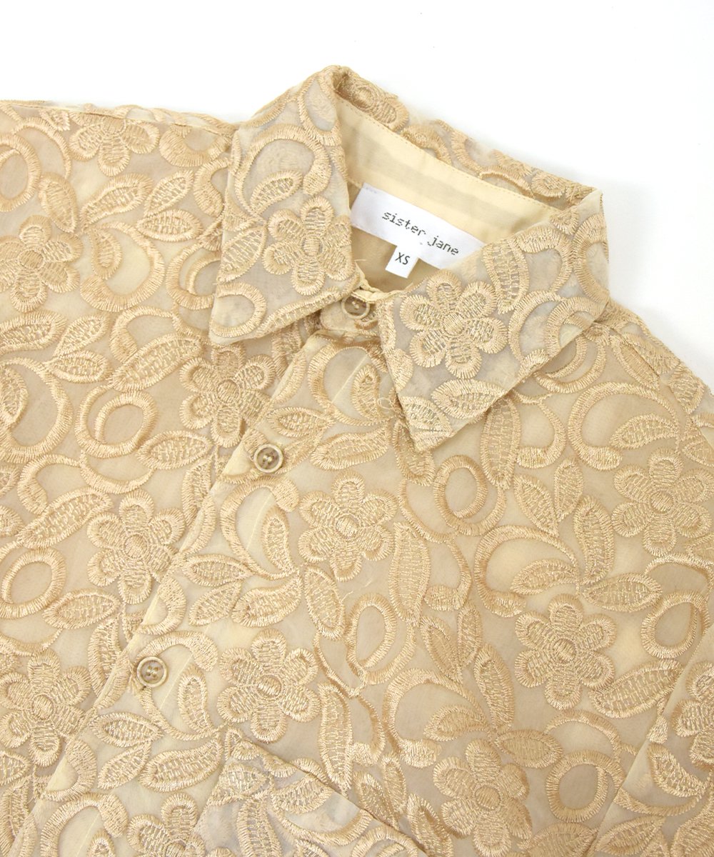 Sister Jane】Panny Lace Embroidery Shirt (Gold)-RAYDY-レイディ