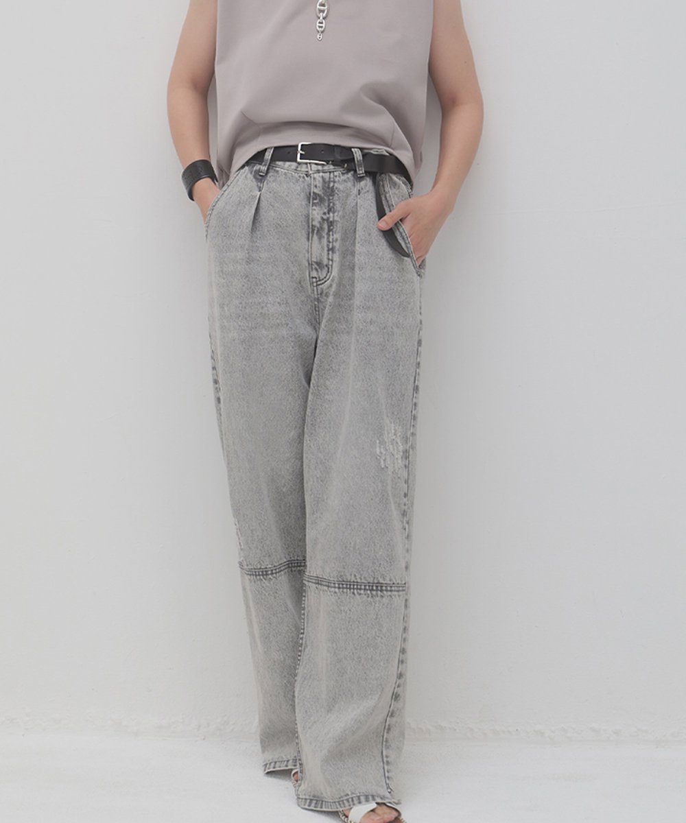 YENNHIGH RISE TUCK WIDE PANTS  (L/GRAY)<img class='new_mark_img2' src='https://img.shop-pro.jp/img/new/icons56.gif' style='border:none;display:inline;margin:0px;padding:0px;width:auto;' />