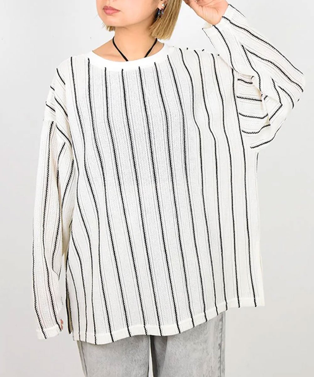 CHIGNONStripe Race Pullover (Ivory)<img class='new_mark_img2' src='https://img.shop-pro.jp/img/new/icons8.gif' style='border:none;display:inline;margin:0px;padding:0px;width:auto;' />