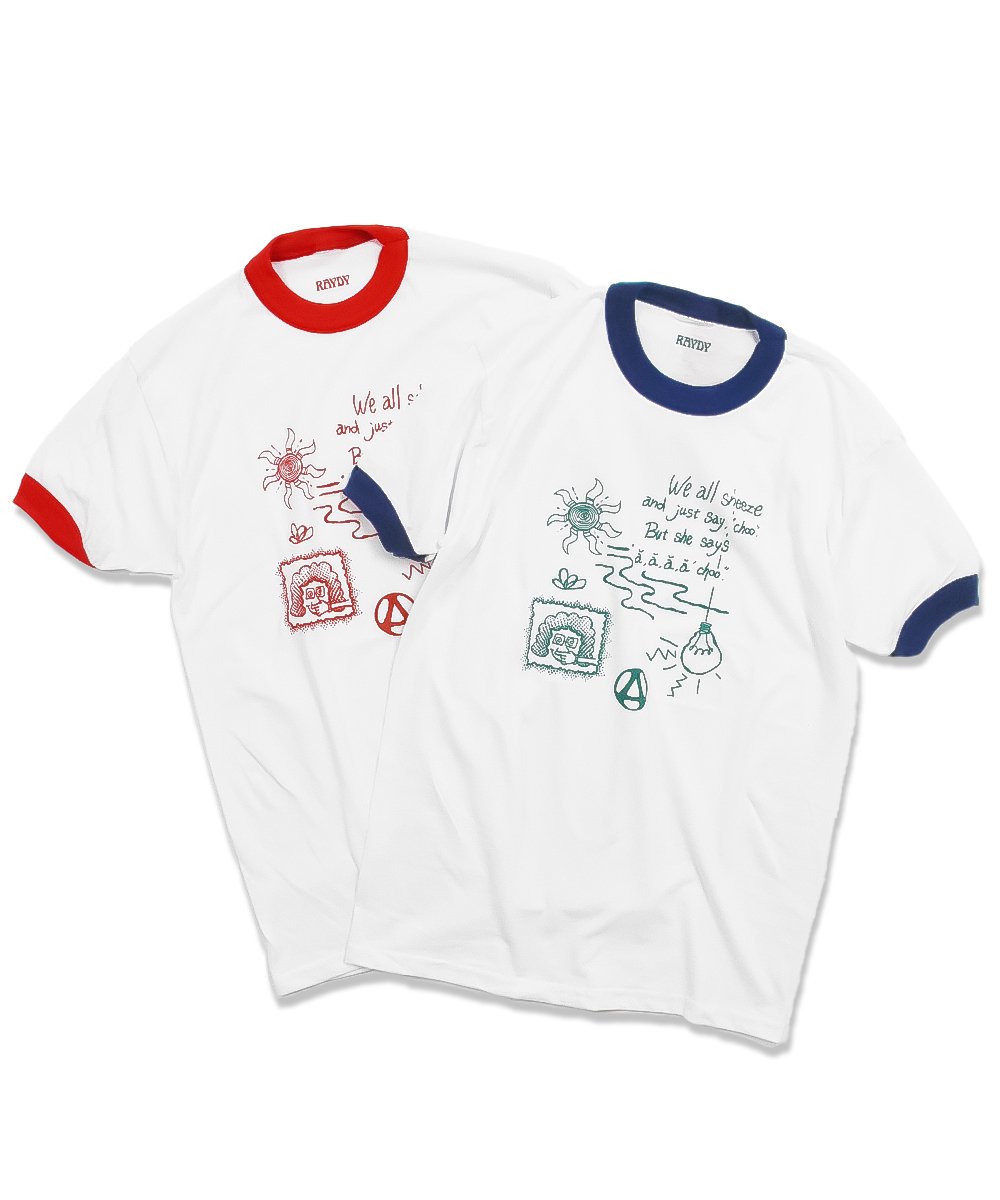 RAYDYAchoo Tee (White  Navy / Red)