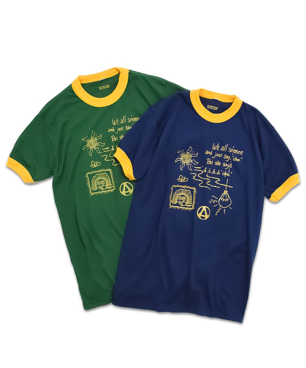 RAYDYAchoo Tee (NavyYellow / GreenYellow)