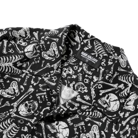 RUDE GALLERY】 ガイコツの地図 OPEN COLLAR SHIRTS ＜ART WORK