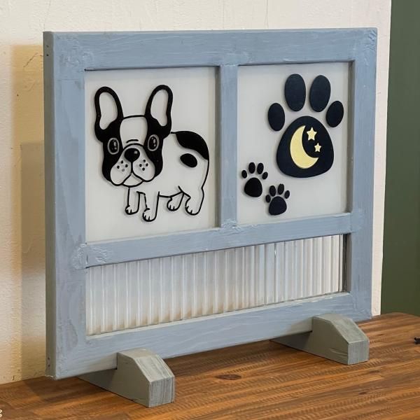 デザインガラス フレンチブルドッグ | おしゃれな木製枠の