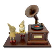 木製からくり人形オルゴール　蓄音機