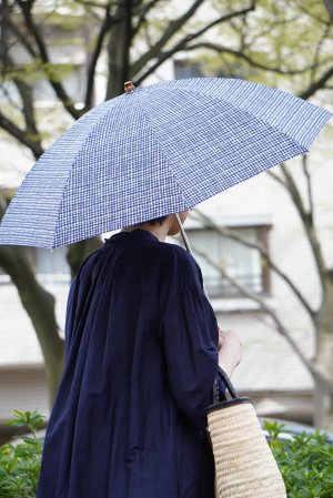 【Bon Bon Store】ドローイングチェック折りたたみ傘(晴雨兼用)