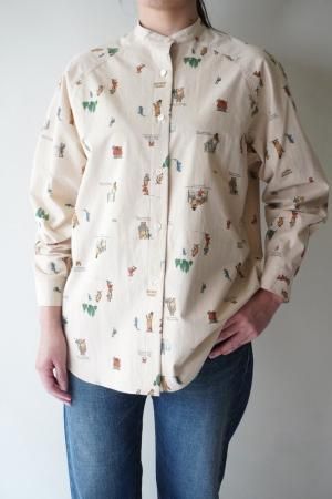 R&D.M.Co-BROWN BERAS STANDCOLLAR RAGLAN SHIRT