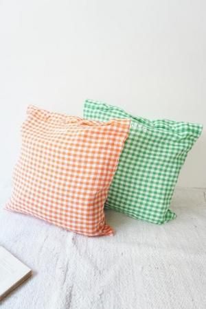 R&D.M.Co-LINEN GINGHAM CHECK CUSHION COVER