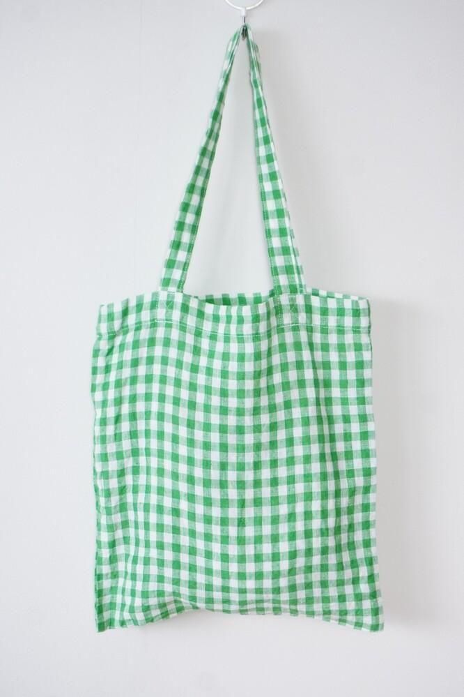 R&D.M.Co-】LINEN GINGHAM CHECK TOTE BAG - store room online shop