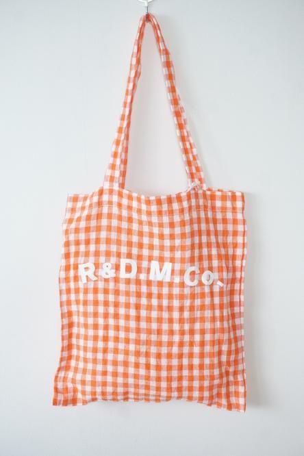 R&D.M.Co-】LINEN GINGHAM CHECK TOTE BAG - store room online shop