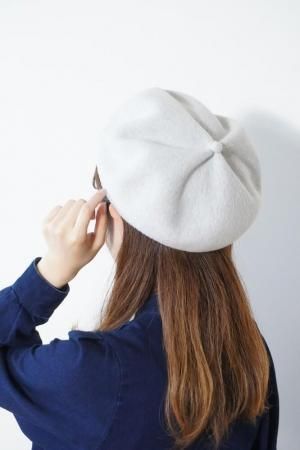 mature ha.beret top gather rib lamb wool