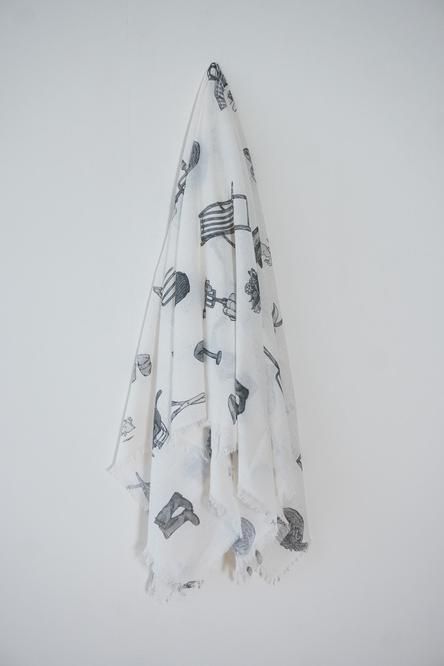 R&D.M.Co-☆GREAT GREEN THUMB GAUZE SHAWL R&D.M.Co- GREAT GREEN THUMB GAUZE SHAWL / White × Green