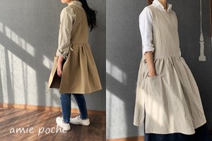 ギャザーワンピエプロン 子供・大人 - pattern shop amie poche