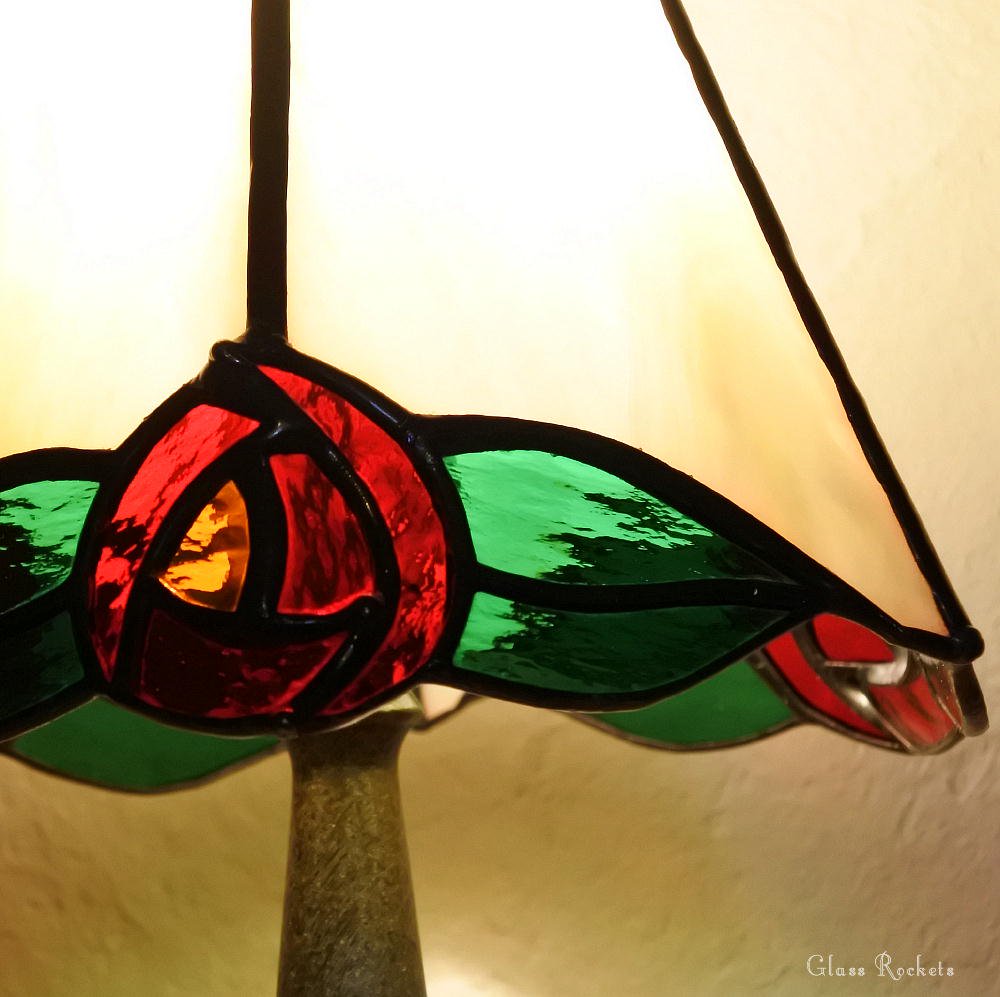 バラ 薔薇のステンドグラス卓上ライト