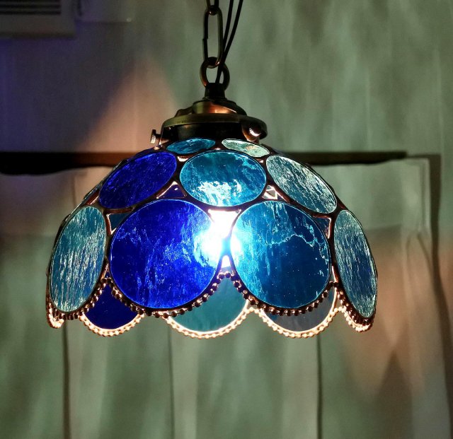 青の雫玉ランプ ステンドグラス 照明 ランプ ペンダント