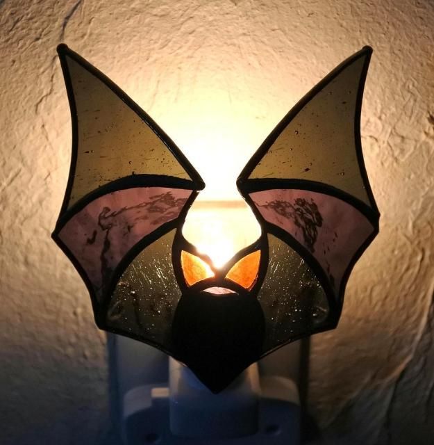 ハロウィン コウモリ ナイトランプ ステンドグラス - ステンドグラス