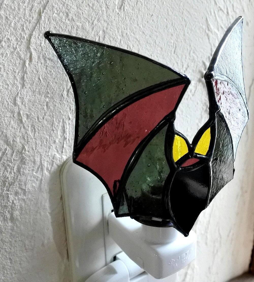 ハロウィン コウモリ ナイトランプ ステンドグラス - ステンドグラス