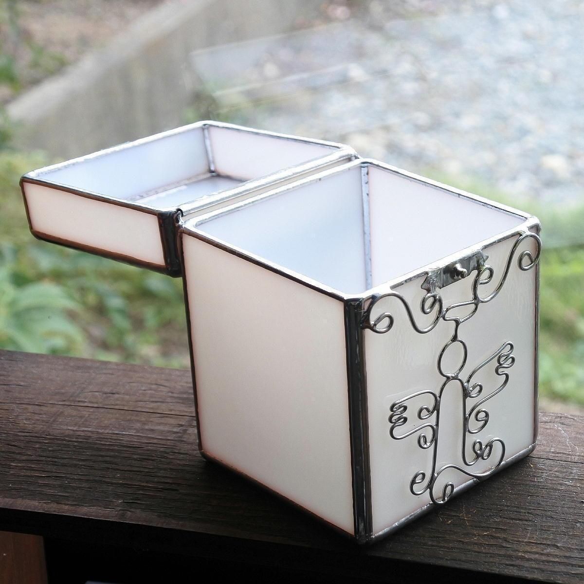 祈りの天使メモリアルボックス ステンドグラス ケース 3寸 4寸 犬 猫