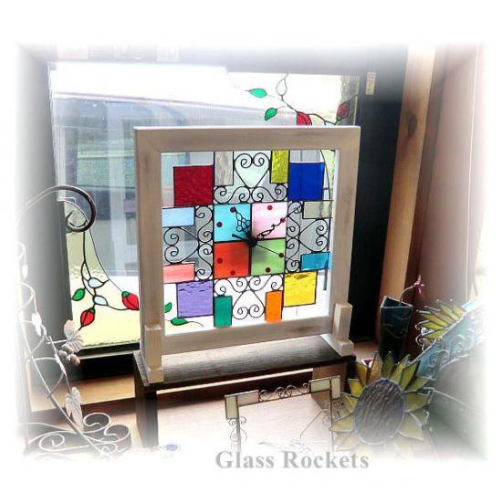 ステンドグラス 時計 壁掛け 置き時計「toki(とき)」 - ステンドグラス工房Glass Rockets（グラスロケッツ）