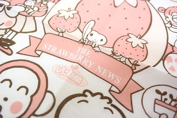 Sanrio サンリオ いちご新聞 付録 ハンカチ 1995年 20.5cm×20.5