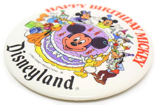 US.Disneyland・Vintage Button Pin Badge/ディズニーランド・ビンテージ缶バッチ「HAPPY BIRTHDAY  MICKEY/ハッピーバースデーミッキー」1978年 - KNot a TOY/ノットアトイ