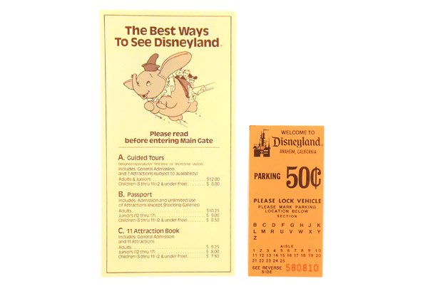 Disneyland Anaheim California ディズニーランド アナハイム カリフォルニア パーキングチケット パーキングガイド 1980年 おもちゃ屋 Knot A Toy ノットアトイ Online Shop In 高円寺