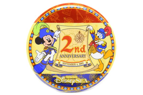 Tokyo Disney Sea/東京ディズニー・Vintage Button Badge/ビンテージ缶バッチ 「2nd  ANNIVERSARY・SEPTEMBER 4,2003/開園2周年記念」 - KNot a TOY/ノットアトイ