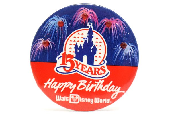 Walt Disney World/ウォルトディズニーワールド・Vintage Button Badge/ビンテージ 缶バッジ「マジックキングダム・15ANNIVERSARY/開園15周年記念」動作不良 - KNot a TOY/ノットアトイ