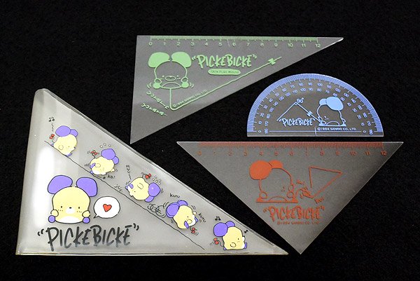 PICKE BICKE/ピッケビッケ・Protractor Set Square/ケース入り分度器＆三角定規セット・1994年・Sanrio/サンリオ  - KNot a TOY/ノットアトイ