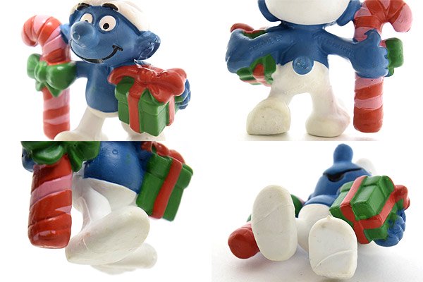 SMURFS/スマーフ・PVC Figure/フィギュア 「スマーフ・Holiday/ホリデー/クリスマス・プレゼントボックス＆キャンディケイン」  20207 - KNot a TOY/ノットアトイ