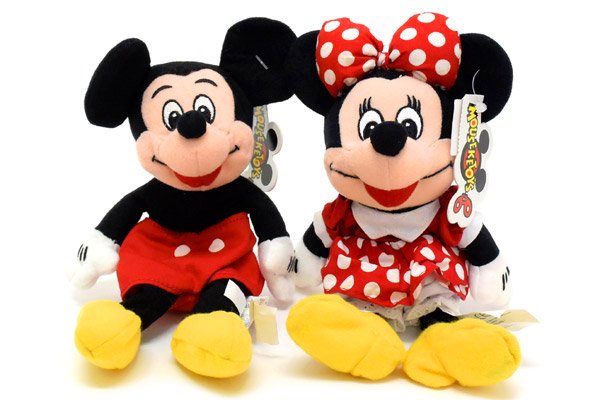 Disney STORE/ディズニーストア・MOUSEKETOYS・ぬいぐるみ 「MINI BEAN BAG  Mickey&Minnie/ミニビーンバッグミッキー＆ミニー2体セット」24cm/25cm - KNot a TOY/ノットアトイ