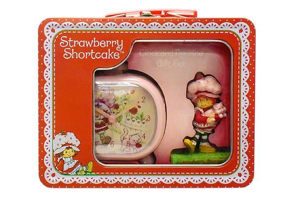 Strawberry Shortcake/ストロベリーショートケーキ・Clock and Figurine Gift Set・缶 バッグ入り時計＆陶器のフィギュアセット・2003年 - KNot a TOY/ノットアトイ