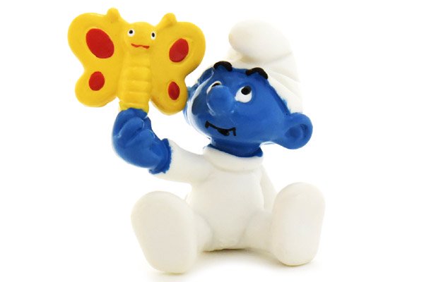 SMURFS/スマーフ・PVC Figure/フィギュア 「Baby Smurf with Butterfly/ベビースマーフウィズバタフライ/蝶々」  20218 - KNot a TOY/ノットアトイ