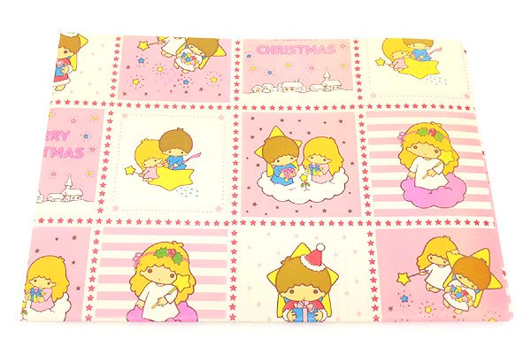 LittleTwinStars/リトルツインスターズ/キキララ・Wrapping Paper/ラッピングペーパー/包装紙・約(75cm×52cm)・メリークリスマス/ホワイト×ピンク・1976年  - KNot a TOY/ノットアトイ